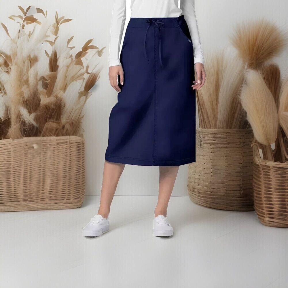 Adar Medical Nurse Mid Calf Length Drawstring 2 Pocket Scrub Skirt Women's 14